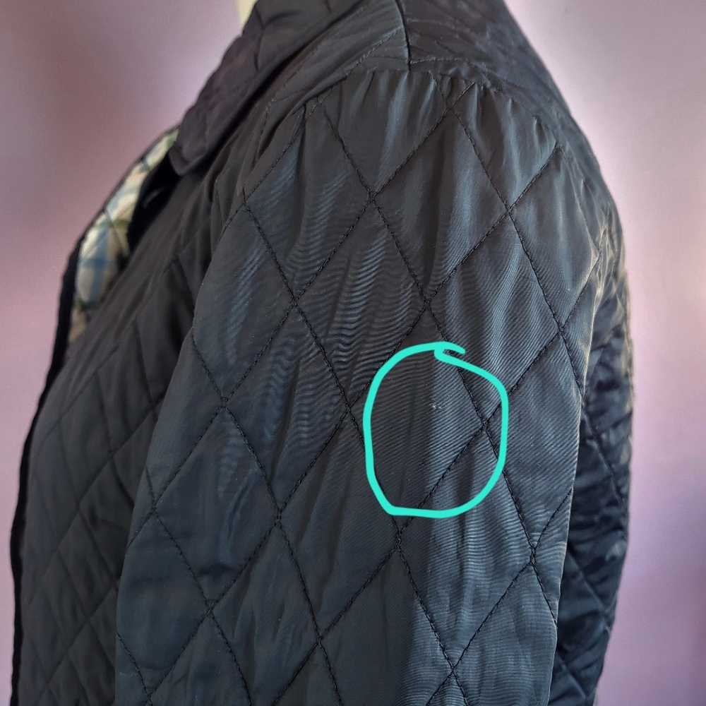 Lands' End Navy Quilted Thermolite Lightweight Waterproof Button Down Jacket - Picture 5 of 11